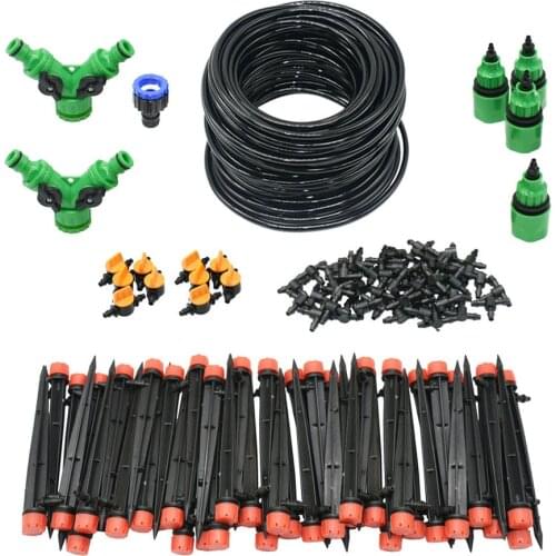 1/4" Hose Drip Irrigation System 360 Degree Adjustable 8 Hole Sprinkler Kit Garden Watering Inserting Ground Micro Flow Dripper