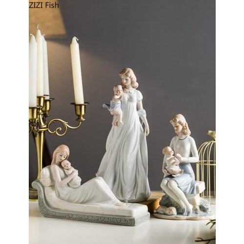 Nordic Creative ceramics character sculpture Parent-child Mother and child Decorative ornaments Mothers Day gift Modern