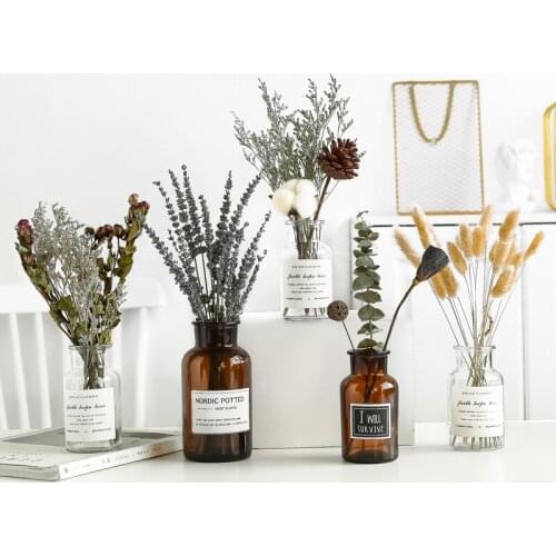 Nordic Glass Vase Hydroponic Tabletop Vase ваза Room Decoration Accessories Jarrones Decorativos Moderno Vases