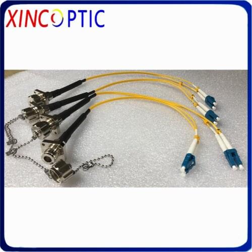 SM,2Cores,G657A,4.0mm,0.3/0.5M,2C ODC Square Round to LCUPC 2Fibers Armoured Fiber Optic Patch Cord Connector