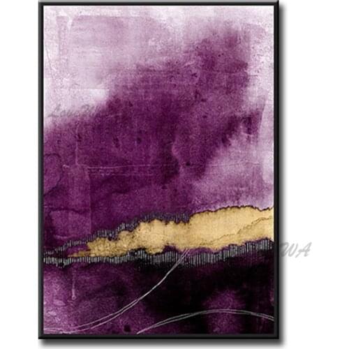 Modern 100% Hand Painted Purple Abstract Wall Canvas Art Oil Painting Wall Colorful Paintings Art For Living Room Decoration