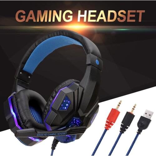 LED Game Headphones Bass Stereo Over-Head Earphone With Microphone For PS4 PS5 Computer Tablet Professional Gaming Headsets HOT