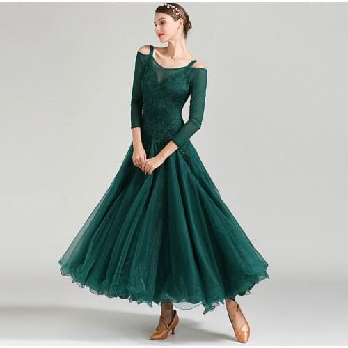 H2551 Adult Women Modern Dance Dress Female National Standard Dancing Performance Dresses Ballroom Practice Competition Costumes