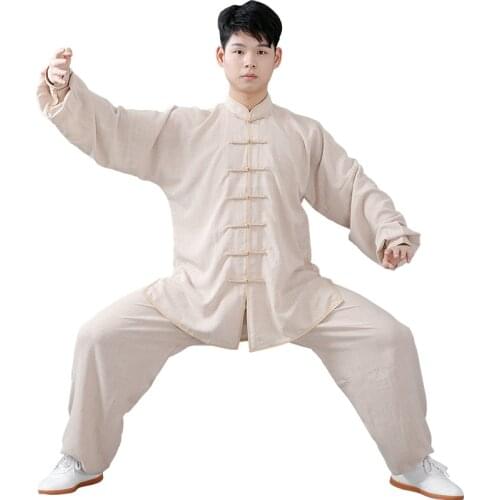 Tai Chi Training Long Sleeves Top Pants Set Unisex Chinese Traditional Kungfu Set Large Size Multies Colors Taijiquan Training