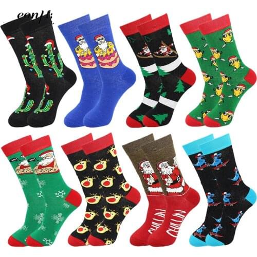 Funny Christmas Tree Snow Gift Happy Socks Men New 2020 Autumn Winter Harajuku Calcetines Santa Claus Christmas Socks
