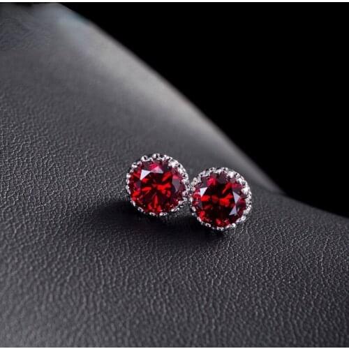 Anti Allergy Charm Ruby Amethyst Emerald Stud Earrings 925 Sterling Silver Needle Stud Earrings Womens Wedding Leisure Jewelry