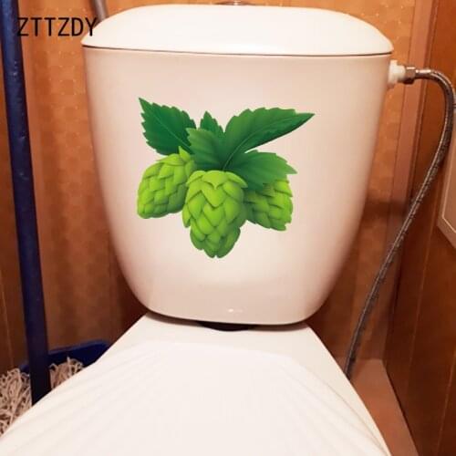 ZTTZDY 25.6×22.9CM Fresh Green Plants Home Bathroom Toilet Stickers Room Wall Decoration T6-0224