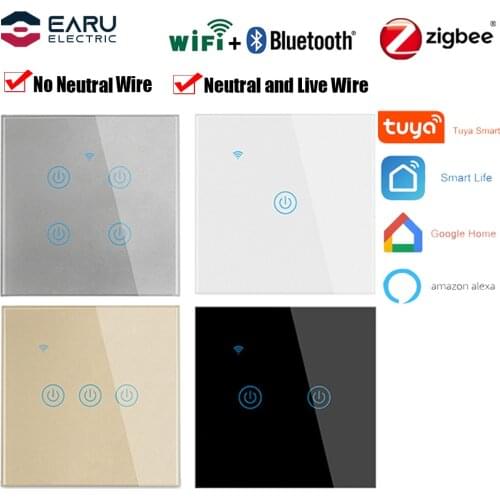 1/2/3/4Way Zigbee/WiFi Smart Touch Light Switch EU Touch Switches Backlight Smart Home With Neutral Wire Or Without Neutral Wire