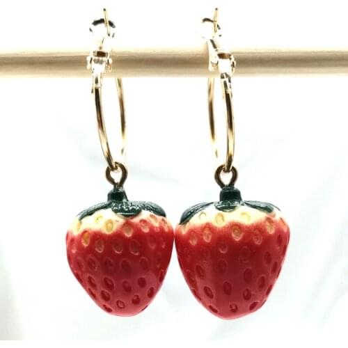 1 Pair of Mini Fruit Strawberry Earrings, Resin Strawberry Fine Earrings Wicca Lover Jewelry DIY Handmade