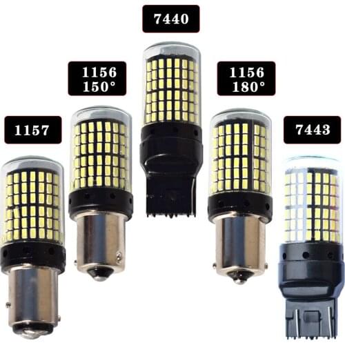 1PCSx LED Bulb 1156 1157 7440 7443 BAU15S T20 BA15S W21W W21/5W PY21W S25 Car Brake Reverse Lamp Turn Signal Light 144smd Canbus