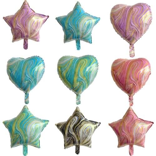 10pc 18Inch Agate Star Heart-shaped Inflatable Helium Balloon Birthday Party Decoration Kids Aluminum Foil Balloon Wedding Suppl