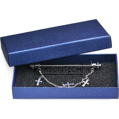 120pcs Blue Collar Pin Box Collar Sticker Brooches Storage Boxes Carring Cases Packaging Box With Sponge Inside