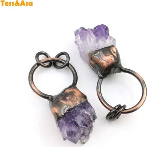 3pcs Natural Amethyst Pendant Irregular Raw Gemstone Healing Stone Mysterious Mineral Crystal Necklace For Gift Womens Jewelry