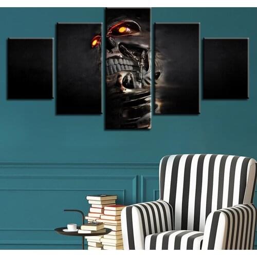 Mechanical Smart Skull Canvas HD Prints Posters Home Decor Wall Art Pictures 5 Pieces Art Paintings No Frame