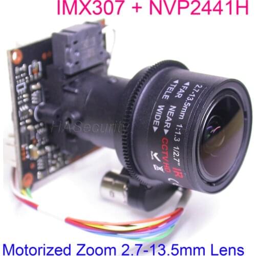 AHD-H 1080P Motorized Zoom 2.7-13.5mm Lens 1/2.8" STARVIS IMX307 CMOS + NVP2441 CCTV camera module PCB board +OSD cable