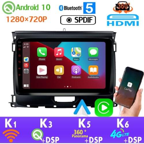 Android 10 PX6 4+64G 1280*720 For Ford Ranger Everest Raptor GPS Radio Head Unit HDMI auto 4G LTE CarPlay 360 4*AHD Camera SPDIF