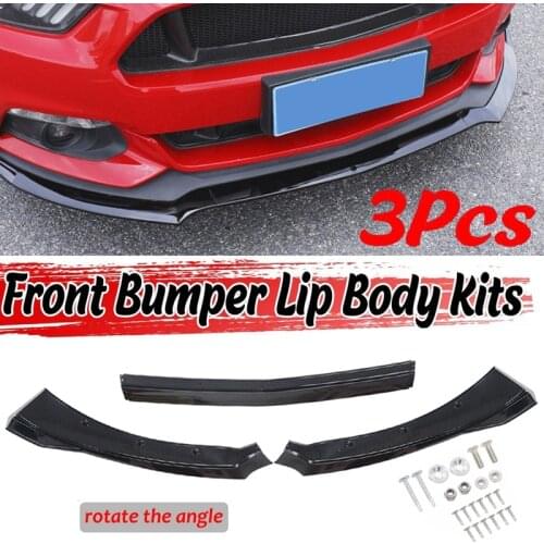 AU04 -Universal Front Bumper Lip Under Panel Carbon Fiber Bumper Shovel Lip Spoiler for Ford Mustang 2015-2019
