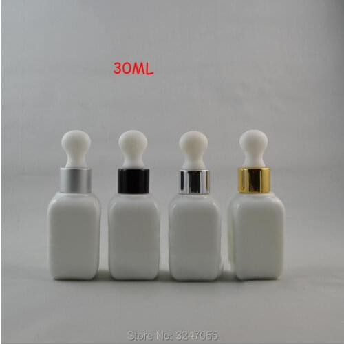 30ML 20pcs/lot White Square Empty Cosmetic Essential Oil Bottle, Glass DIY Elegant Dropper Container, Cosmetic Containers