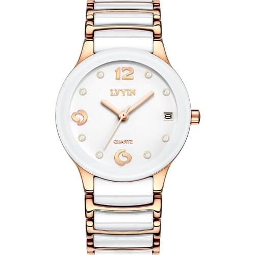 Lvyin Luxury Brand Ceramic Watch Women Fashion Simple Waterproof Quartz Watch Lady Elegant Business Clock Women Dress Watch 042