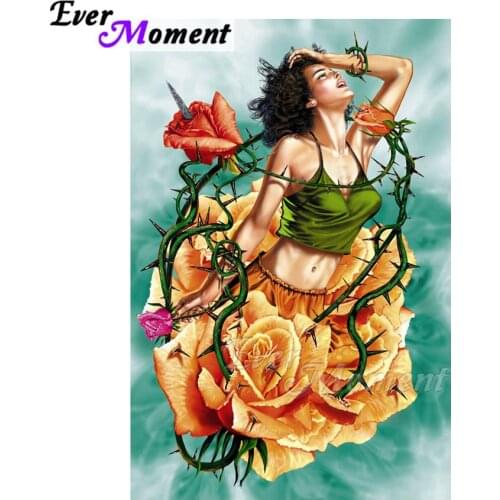 Ever Moment Diamond Painting Woman in Flower 5D DIY Picture Of Rhinestone Mosaic Full Square Drill Diamond Embroidery ASF2005