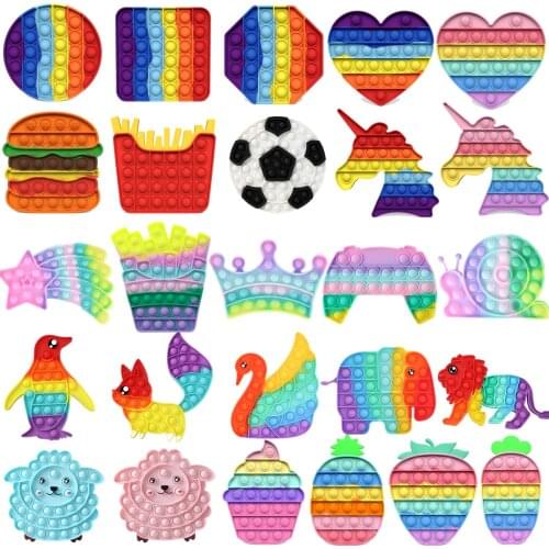 Toy To Relieve Autism Rainbow Fidget Stress Relief Squeeze Toys for Kid Adult Anti Stress Game Simple Dimple Fidget Relax Toy