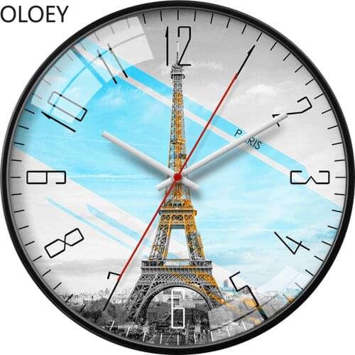 Creative Large Wall Clock Modern Design Living Room Bedroom Home Decor Clocks Silent Scenic Spot Building Wall Watch Metal