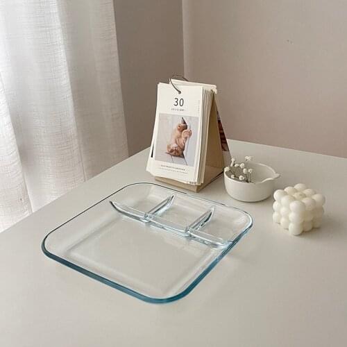 Korean Glass Plate Childrens Meal Fat Reducing Dining Hall Dining Plate Dumpling Plate Order Plate