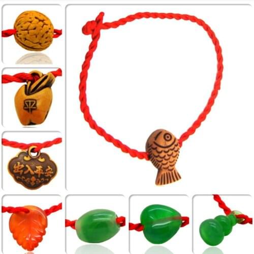 Little gift wholesale small red rope knitting imitation peach wood little bracelet