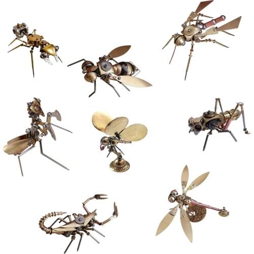 Metal Puzzle Model Ornaments Mechanical Insect Crafts for Home Decor - Butterfly Mecha Mantis Ant Mosquito Model Building Kits