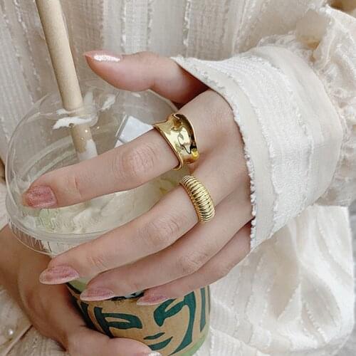 Minimalist Aesthetic Couple Matching Open Rings Fashion Punk Irregular Geometric Adjustable Accessories Jewelry for Women Gift