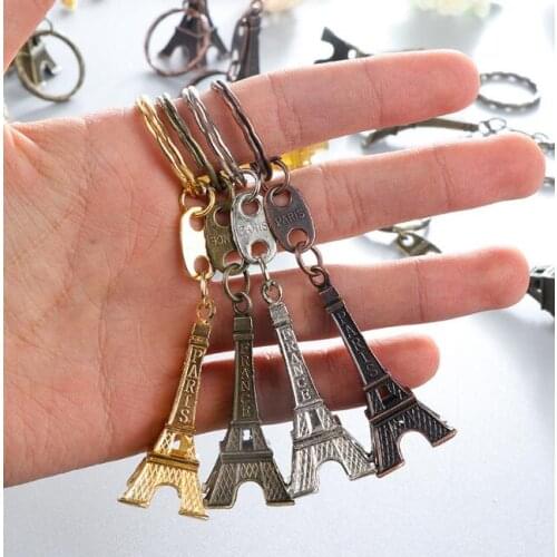 Fashion Classic French France Souvenir Paris 3D Eiffel Tower Model Keychain Retro Mini Metal Paris Keyring Key Chain Ring SL6071