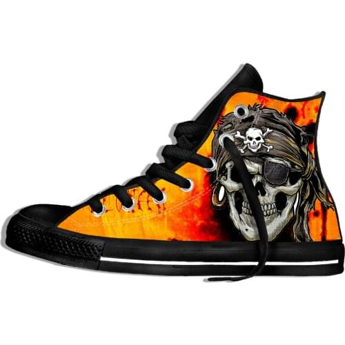 Flame Skull Printed Customized 3D Pattern Mens Shoes Male Brand Design Cool Man Shoes Spring High Top Canvas Shoes