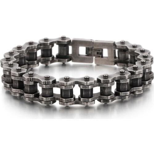 Kalen Gold Stainless Steel Bicycle Bracelet Four Colors Optional 225mm Punk Style Mens Jewelry