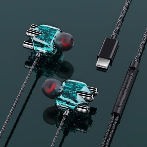 A6 Earphone Type-C Interface Comfortable To WearStylish 1.2m Heavy Bass In-ear Headphones Wired Headset for Jogging