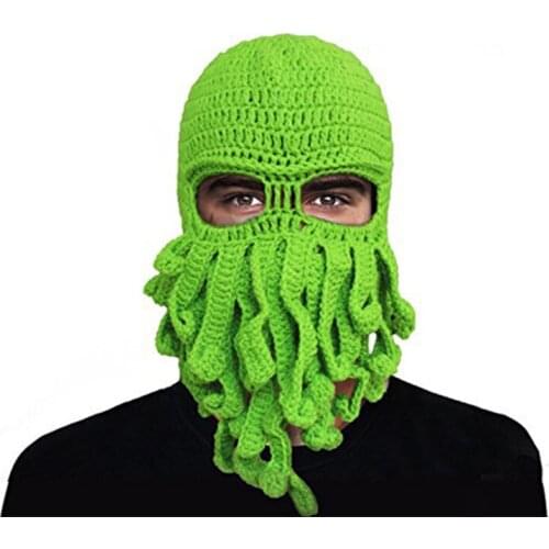 New fashion Autumn and winter creative funny octopus hat handmade wool beard cap animal ski squid hat