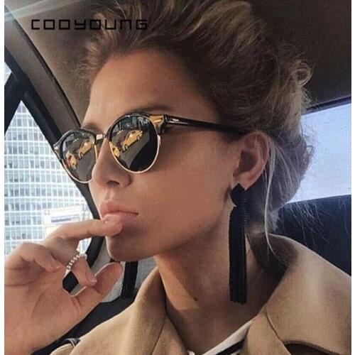 COOYOUNG Fashion Women Round Sunglasses Popular Brand Designer Retro Men Summer Style Hot Sale Sun Glasses UV400