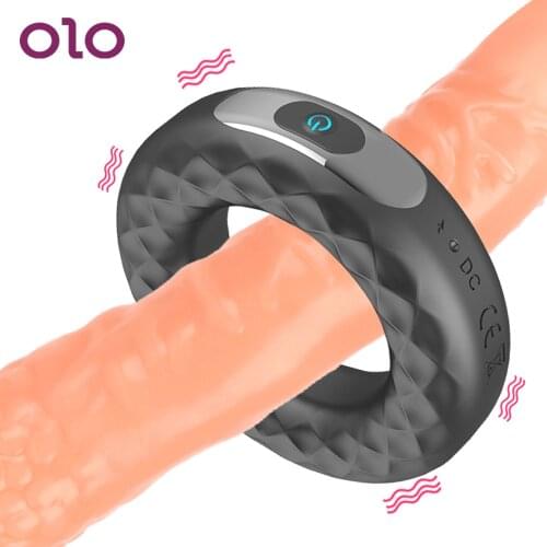 OLO Erection Lock Ring Delay Ejaculation USB Rechargeable Cock Ring Vibrating Penis Ring 10 Frequency Silicone Sex Toys for Men