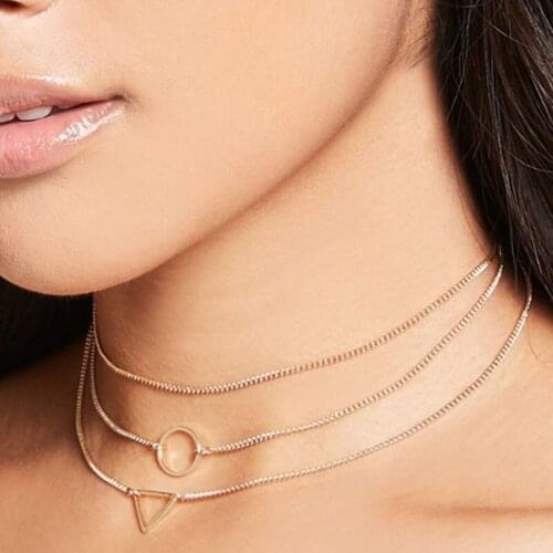 New Necklace 2021 Choker Necklaces for Women Multilayer Chains Geometry Pendant Necklace Jewelry Wholesale Collares