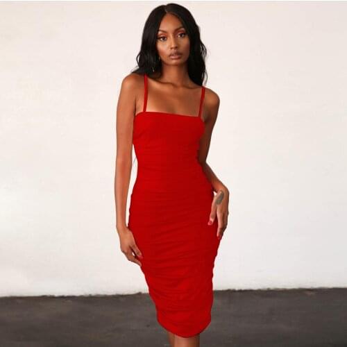 Sexy Tight-fitting Sundress Slash Neck Sleeveless Bodycon Dress Folds Slim Dress Wine Red Sexy Party Dress Women Basic Vestidos