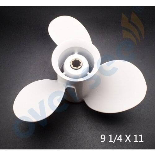 OVERSEE 63V-45943-10-EL-00(63V-45943-01-EL) Aluminum Propeller Size 9 1/4x11-J for Yamaha Outboard Motor Motor 9.9HP 15HP