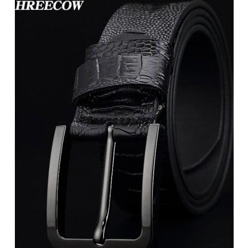 New Brand Designer Belts Alligator Grain Pattern Genuine leather Belt For men Fashion Vintage Male Pin Buckle For men Belt