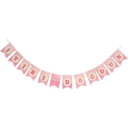 1 pcs İyiki Happy Birthday Printed Pink Pennant Birthday party Ornament party material