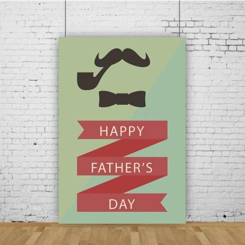 Happy Fathers Day Backdrop Beard and Tie Green Photography Background Baby Shower Celebration Photo Booth Studio Decor