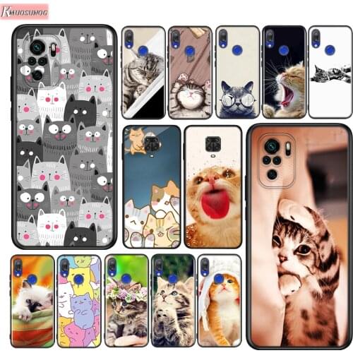 Sleeping Kitten Cat Silicone Cover For Xiaomi Redmi Note 10 10S 9 9S Pro Max 9T 8T 8 7 6 5 Pro 5A Phone Case