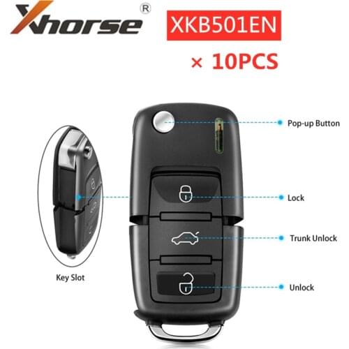 XHORSE XKB501EN Wired Universal Remote Key Volkswagen B5 Type 3 Buttons for VVDI Key Tool English Version 10pcs / lot