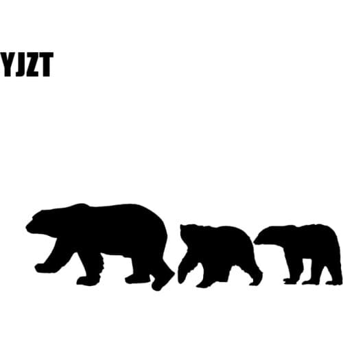 YJZT 16.7*4.6CM Interesting Polar Bear Family Decoration Accessories Car Sticker Vinyl Black/Silver C12-0434