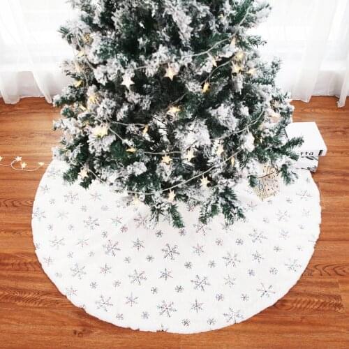 90CM 122CM Christmas Tree Skirt Plush Sequins Embroidered Christmas Tree Skirt Apron Christmas Holiday Party Ornaments