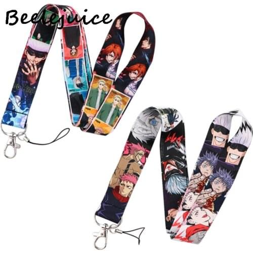 Jujutsu Kaisen Neck Keychain Necklace Webbings Ribbons Anime Cartoon Neck Strap Lanyard ID badge Holder Keychain Lanyards Gifts