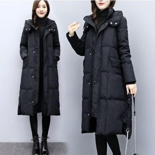 Mid-length over-the-knee cotton-padded jacket womens winter new style loose large size thickening ladies cotton-padded jacket