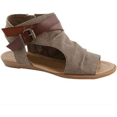 Summer Womens Sandals Flat denim Retro Roman shoes PVC Buckle metal Ankle strap Woman Peep-toe Fashion Casual Walking sandalias